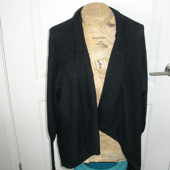 Black Soft Draped Cropped Sweater - Picture 1 of 9